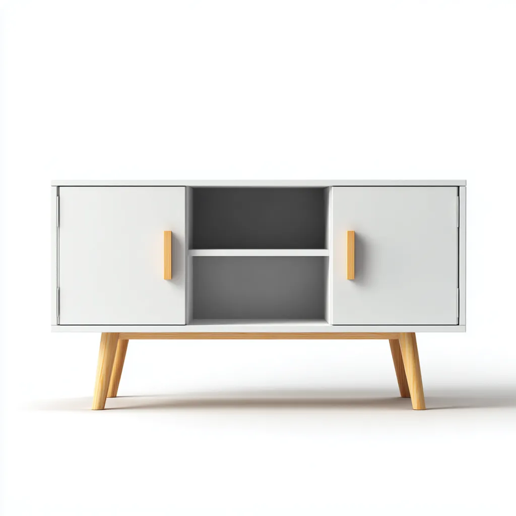 Mobile Tv In Legno 120X40X75 Cm - Bianco-Naturale - Design Moderno Per Soggiorno-Airyene