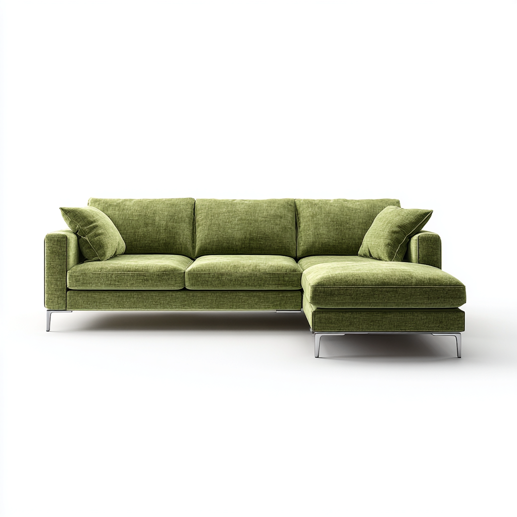 Divano Angolare Tessuto Metallo 265X165X85 Cm - Verde - Design Moderno - Per Soggiorno-Airyene