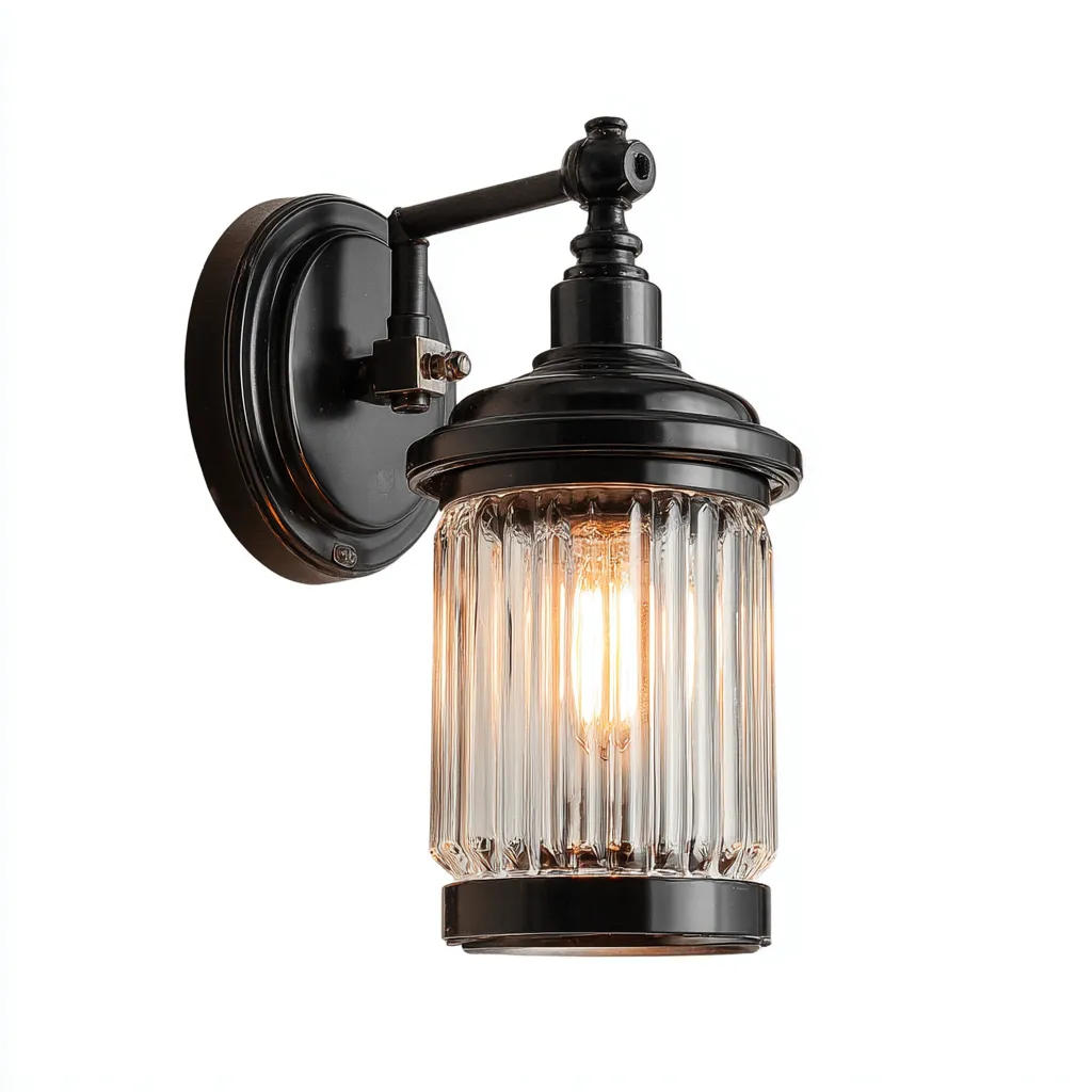 Applique In Metallo E Vetro 12x17x23 Cm - Nero-Trasparente - Per Soggiorno - Design Classico-Airyene