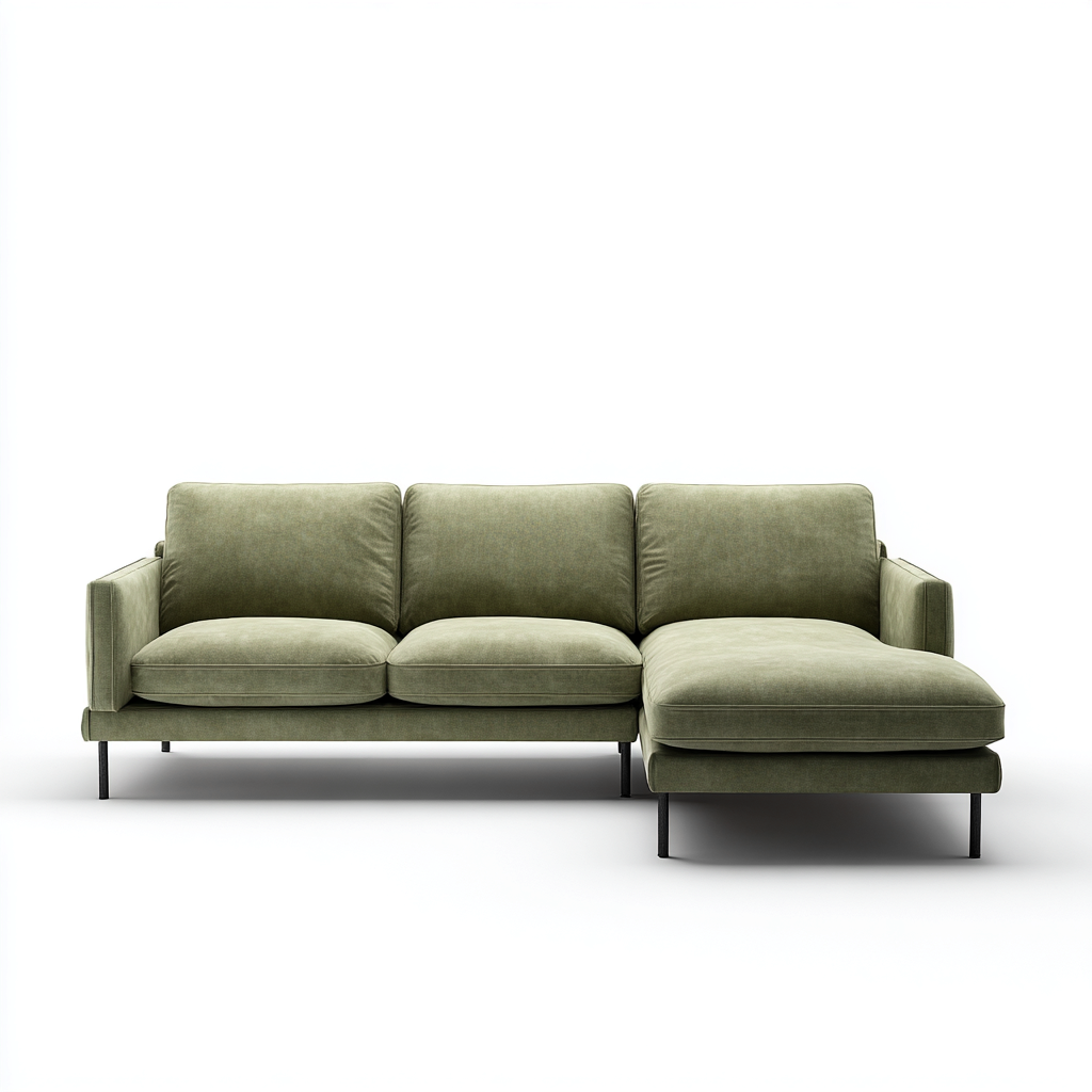 Divano Angolare In Tessuto 275X165X84 Cm - Verde Oliva - Design Moderno Per Soggiorno-Airyene