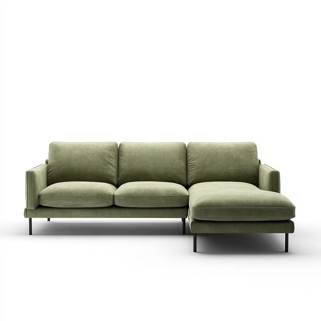Divano Angolare In Tessuto 275X165X84 Cm - Verde Oliva - Design Moderno Per Soggiorno-Airyene