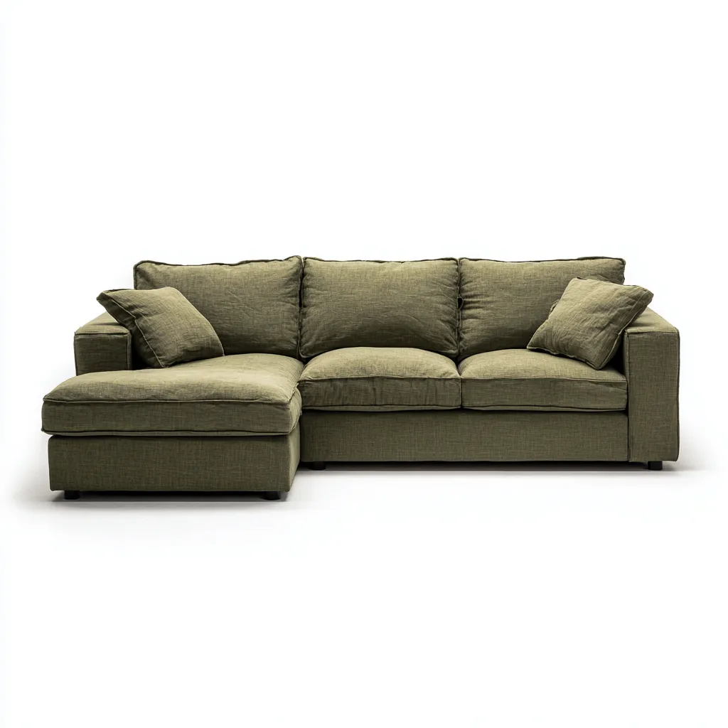 Divano Angolare In Tessuto 280x170x85 Cm - Verde Oliva - Design Moderno Per Soggiorno-Airyene