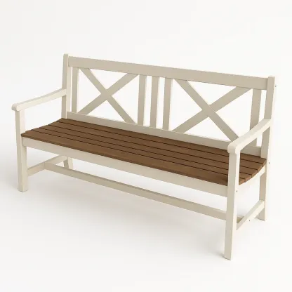 Panchina in legno beige e marrone-Livinistry