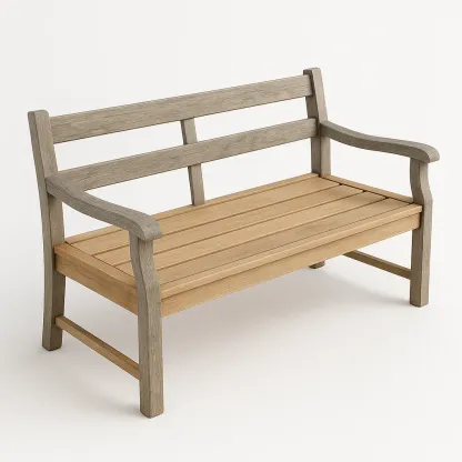 Panchina in legno massello grigio e marrone-Livinistry