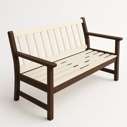 Panchina in legno massello bianco e marrone-Livinistry