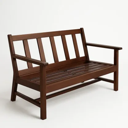 Panchina in legno di acacia marrone con schienale e braccioli 120×50×85 cm-Livinistry