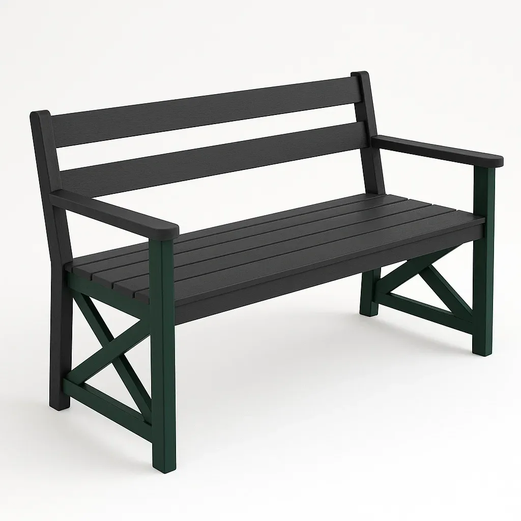 Panchina in legno di acacia nero e verde 120×56×90 cm-Livinistry
