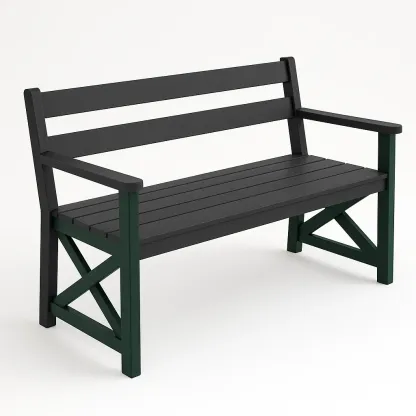 Panchina in legno di acacia nero e verde 120×56×90 cm-Livinistry