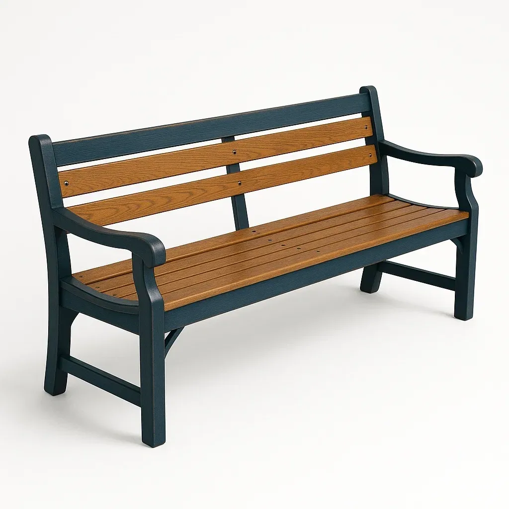 Panchina in legno marrone e blu-Livinistry