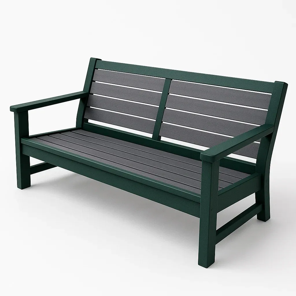 Panchina in legno composito verde scuro/grigio 150×60×80 cm-Livinistry