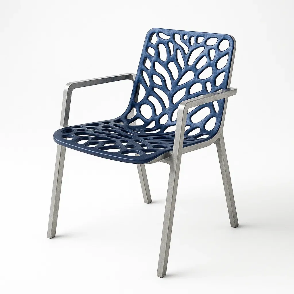 Sedia per il tempo libero in polipropilene blu con telaio in alluminio-Livinistry