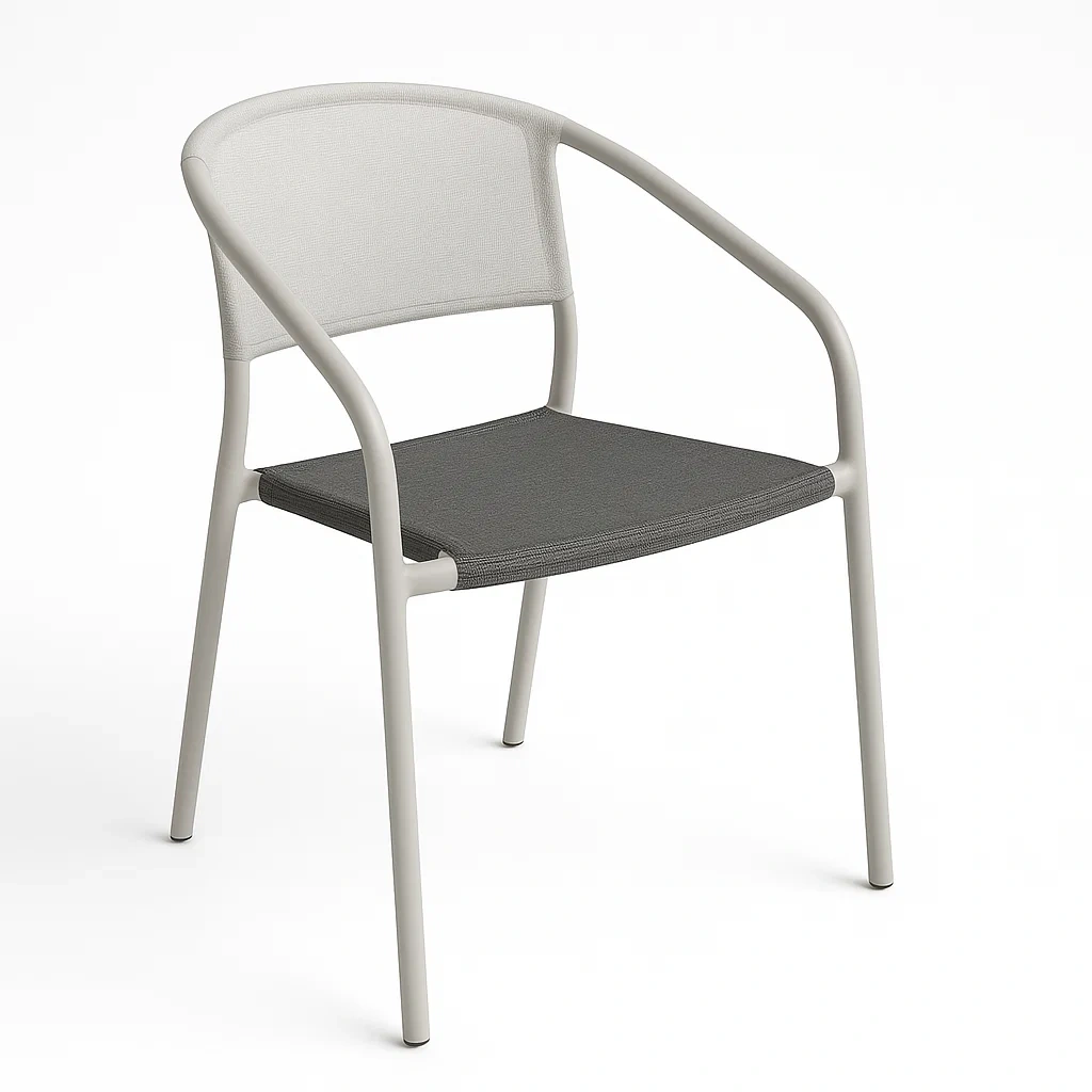 Sedia per il tempo libero in alluminio con schienale e seduta in rete grigio chiaro/grigio scuro-Livinistry