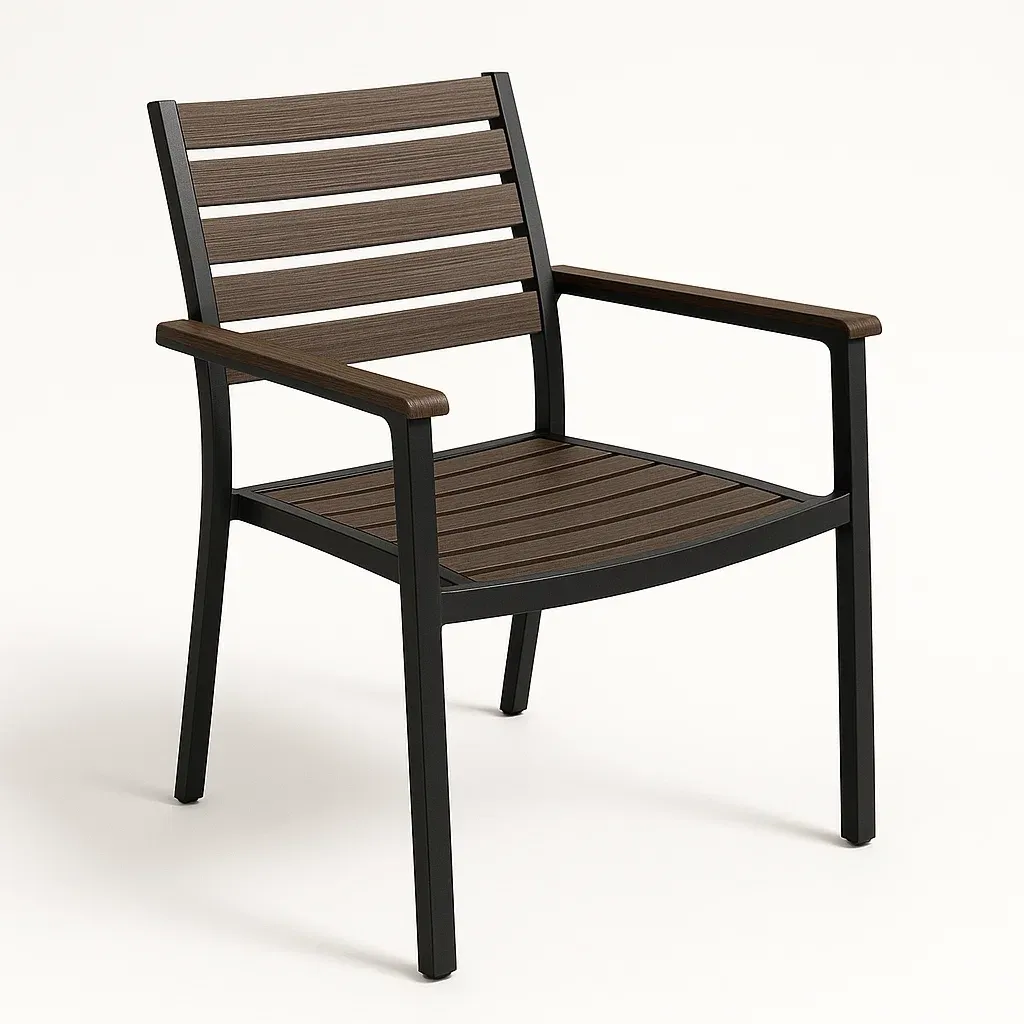 Sedia per il tempo libero in metallo e legno marrone e nero-Livinistry