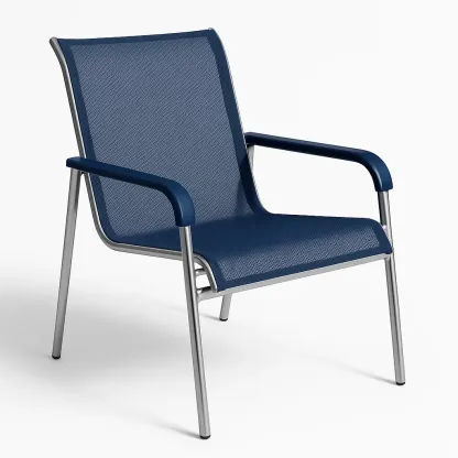 Sedia per il tempo libero in metallo e tessuto blu per esterni-Livinistry