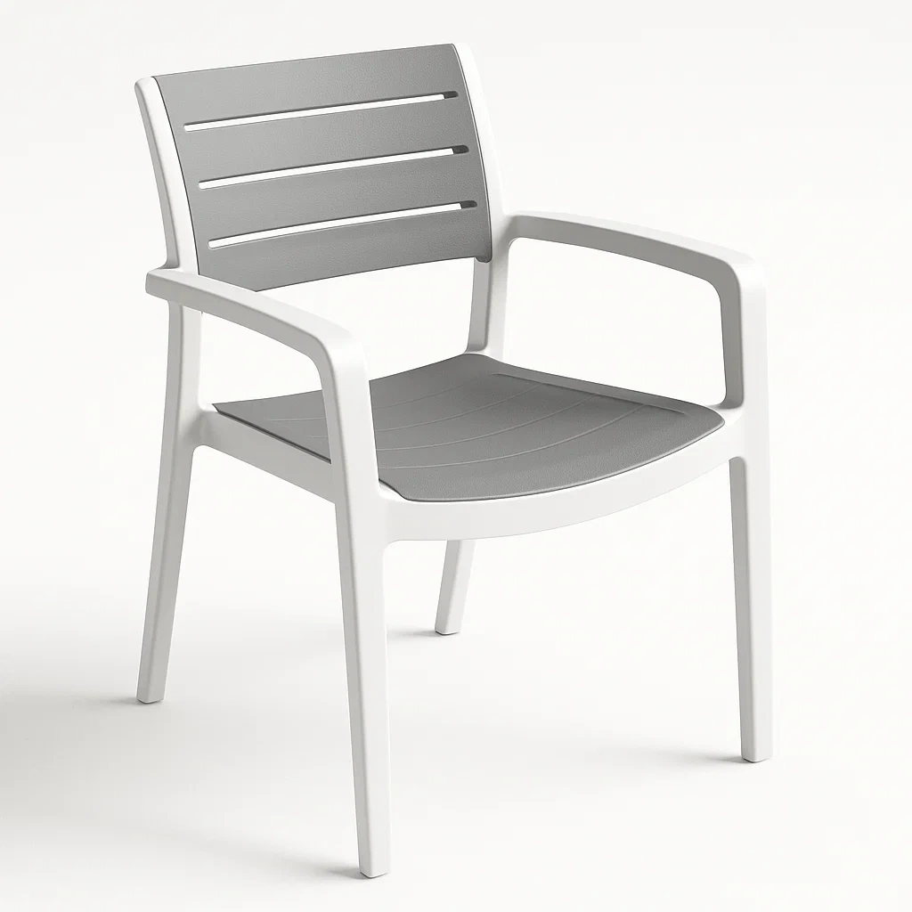 Sedia per il tempo libero in polipropilene bianco e grigio-Livinistry