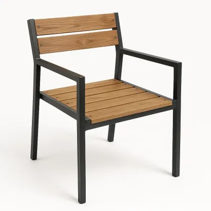 Sedia per il tempo libero in alluminio e legno marrone chiaro-Livinistry