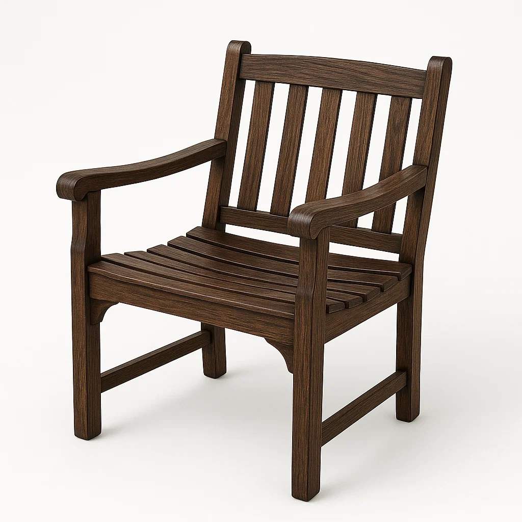 Sedia per il tempo libero in legno massello marrone-Livinistry