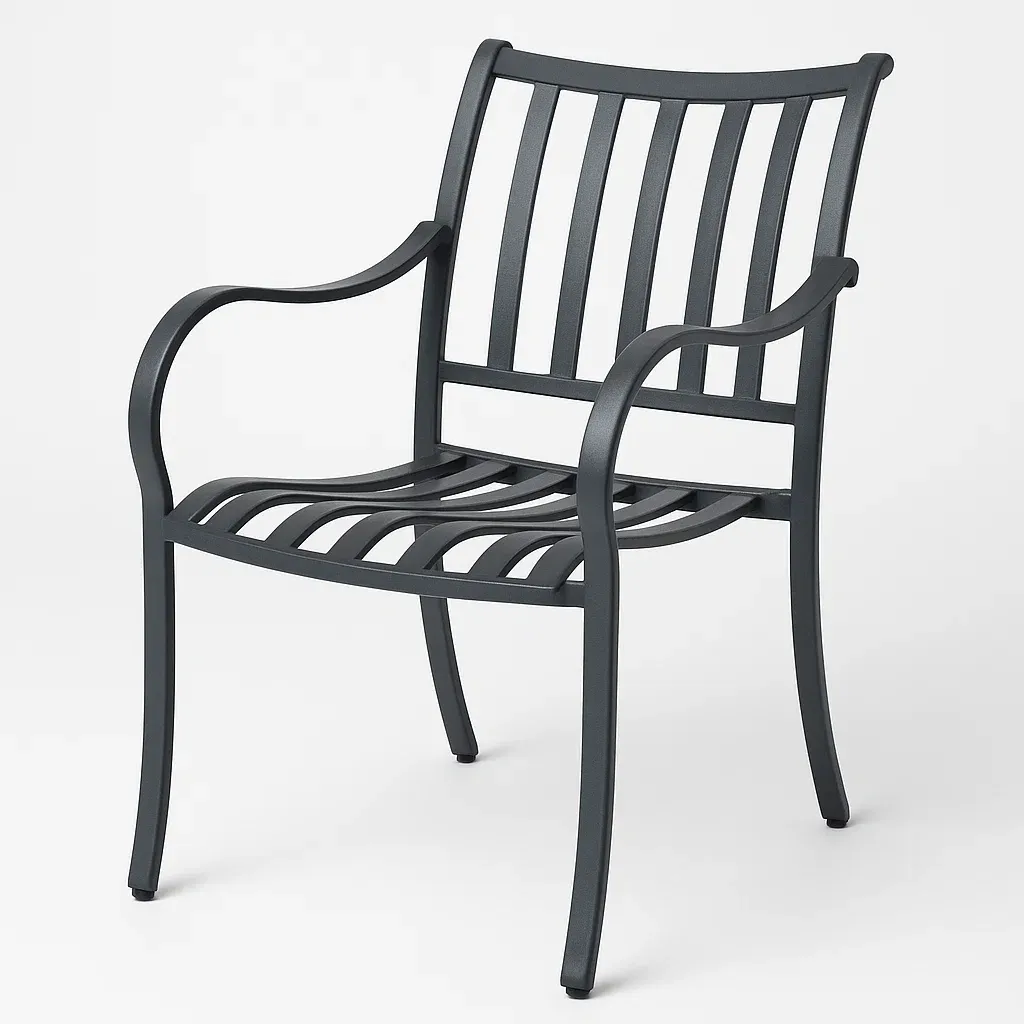 Sedia per il tempo libero in metallo nero con braccioli-Livinistry