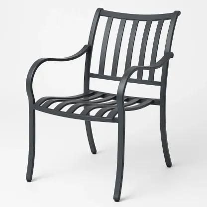 Sedia per il tempo libero in metallo nero con braccioli-Livinistry