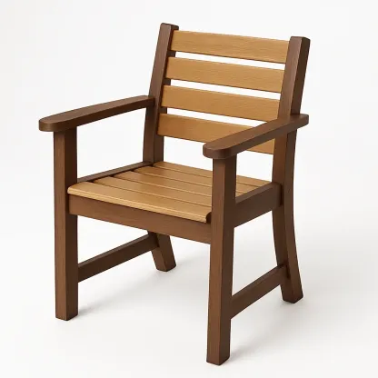 Sedia per il tempo libero in legno marrone/chiaro con braccioli 60×58×85 cm-Livinistry