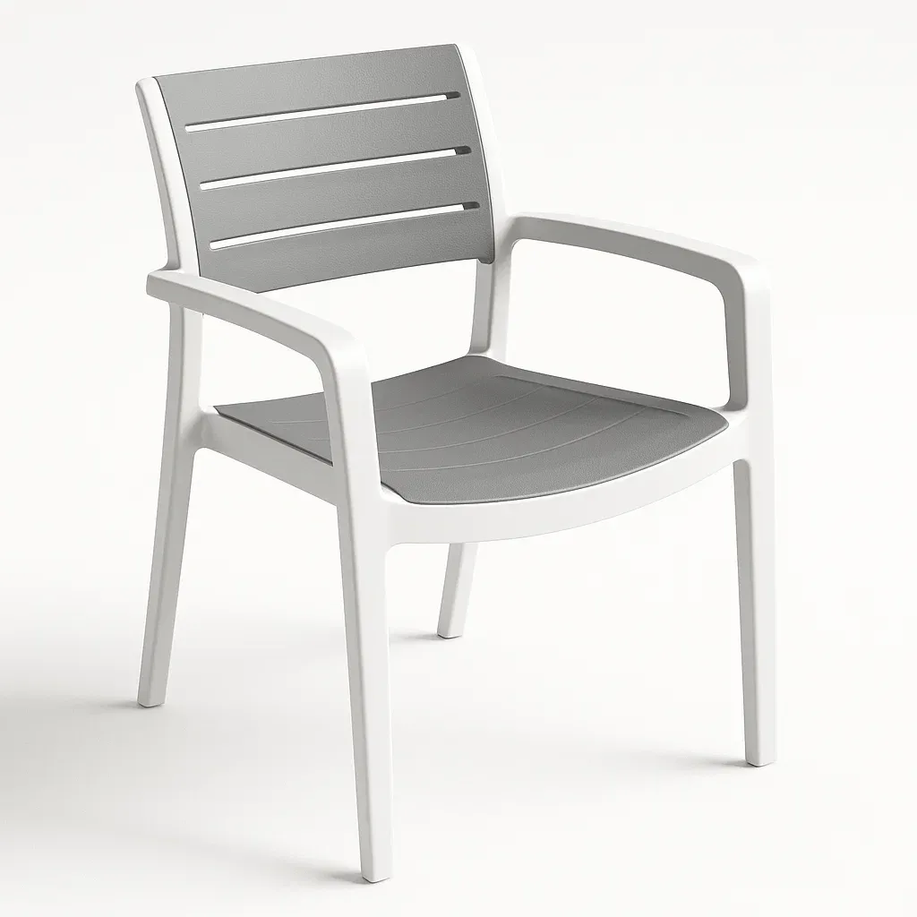 Sedia per il tempo libero in polipropilene bianco e grigio-Livinistry