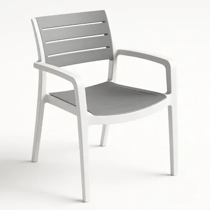 Sedia per il tempo libero in polipropilene bianco e grigio-Livinistry