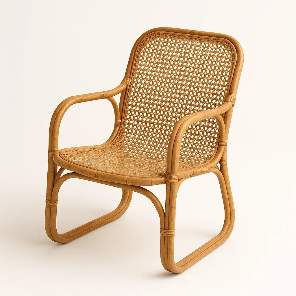 Sedia per il tempo libero in rattan naturale intrecciato 60×80×70 cm-Livinistry