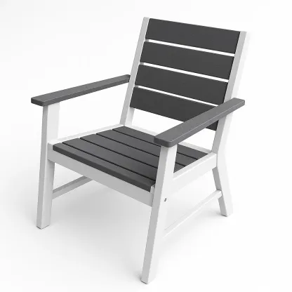 Sedia per il tempo libero in legno composito grigio e bianco-Livinistry