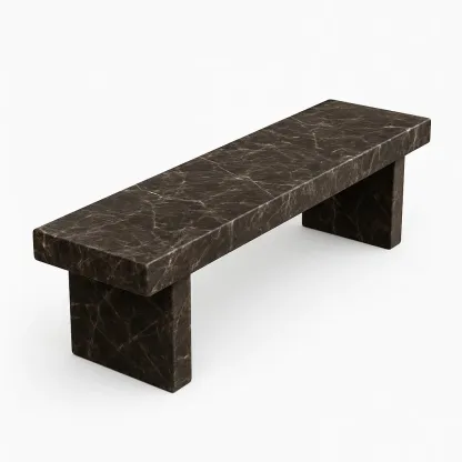 Panchina in marmo rettangolare marrone-Livinistry