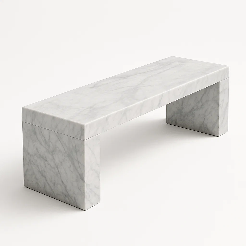 Panchina in marmo bianco 120×30×40 cm-Livinistry