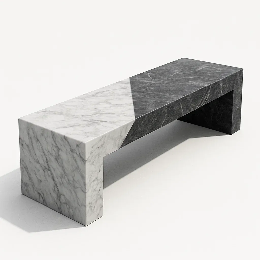Panchina in marmo grigio e bianco-Livinistry