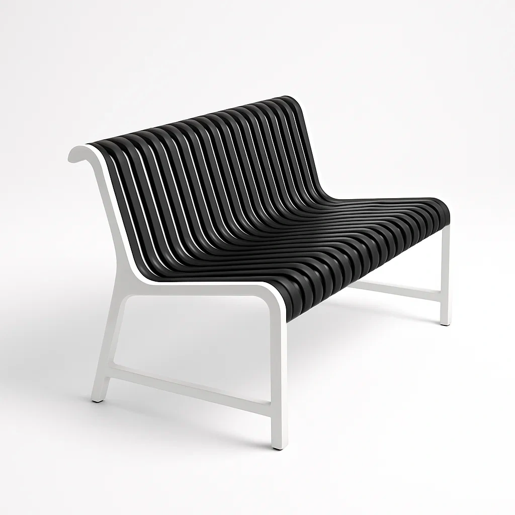 Panchina in metallo e plastica nera 120×60×75 cm-Livinistry