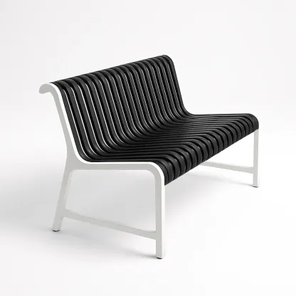 Panchina in metallo e plastica nera 120×60×75 cm-Livinistry