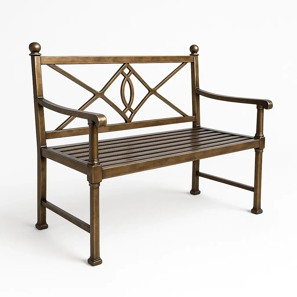 Panchina in metallo bronzo 128×58×90 cm-Livinistry