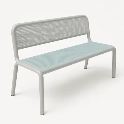 Panchina in metallo con seduta e schienale trafitto grigio chiaro-Livinistry