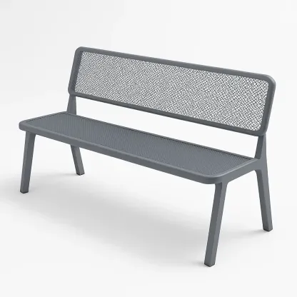 Panchina in metallo grigio con schienale a rete-Livinistry