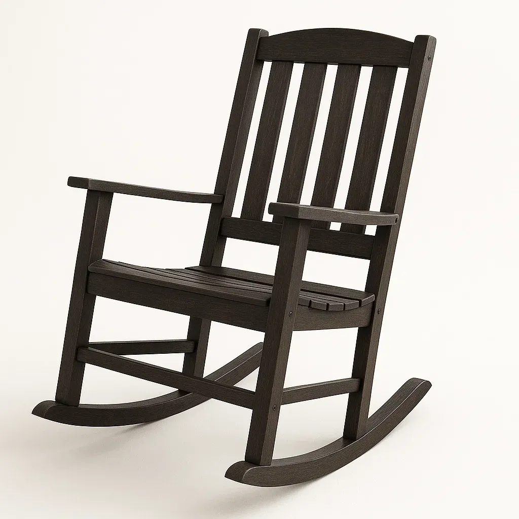 Sedia a dondolo in legno massello marrone-Livinistry