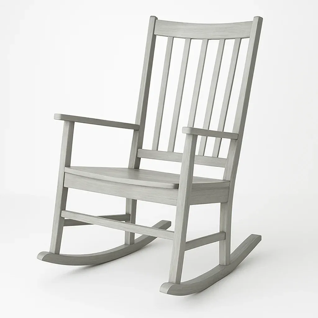 Sedia a dondolo in legno massiccio grigio-Livinistry