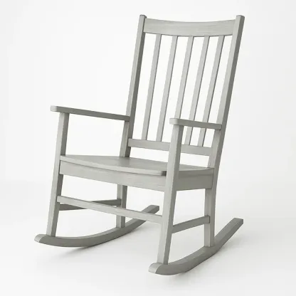 Sedia a dondolo in legno massiccio grigio-Livinistry