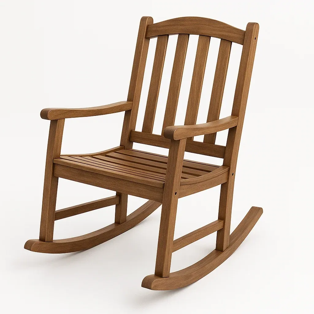 Sedia a dondolo in legno di acacia marrone-Livinistry