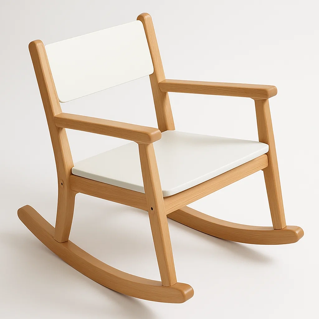 Sedia a dondolo in legno di faggio e MDF bianca per bambini-Livinistry