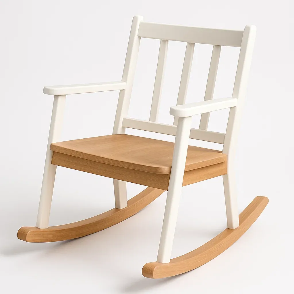 Sedia a dondolo in legno di faggio e compensato per bambini-Livinistry