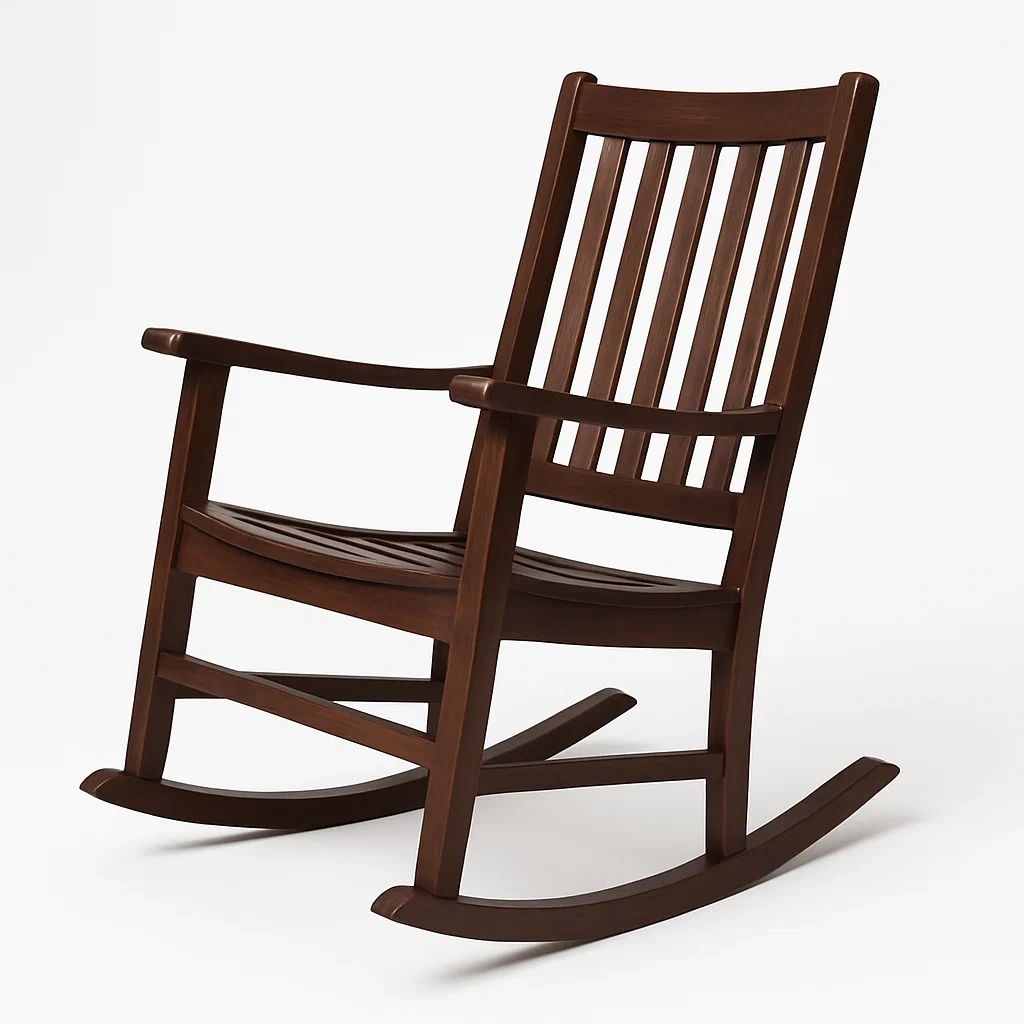 Sedia a dondolo in legno massello marrone-Livinistry