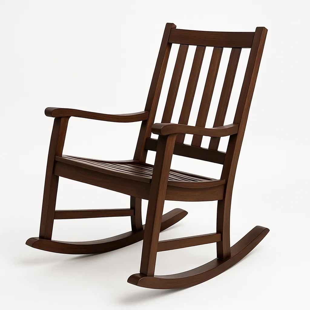 Sedia a dondolo in legno massello marrone-Livinistry