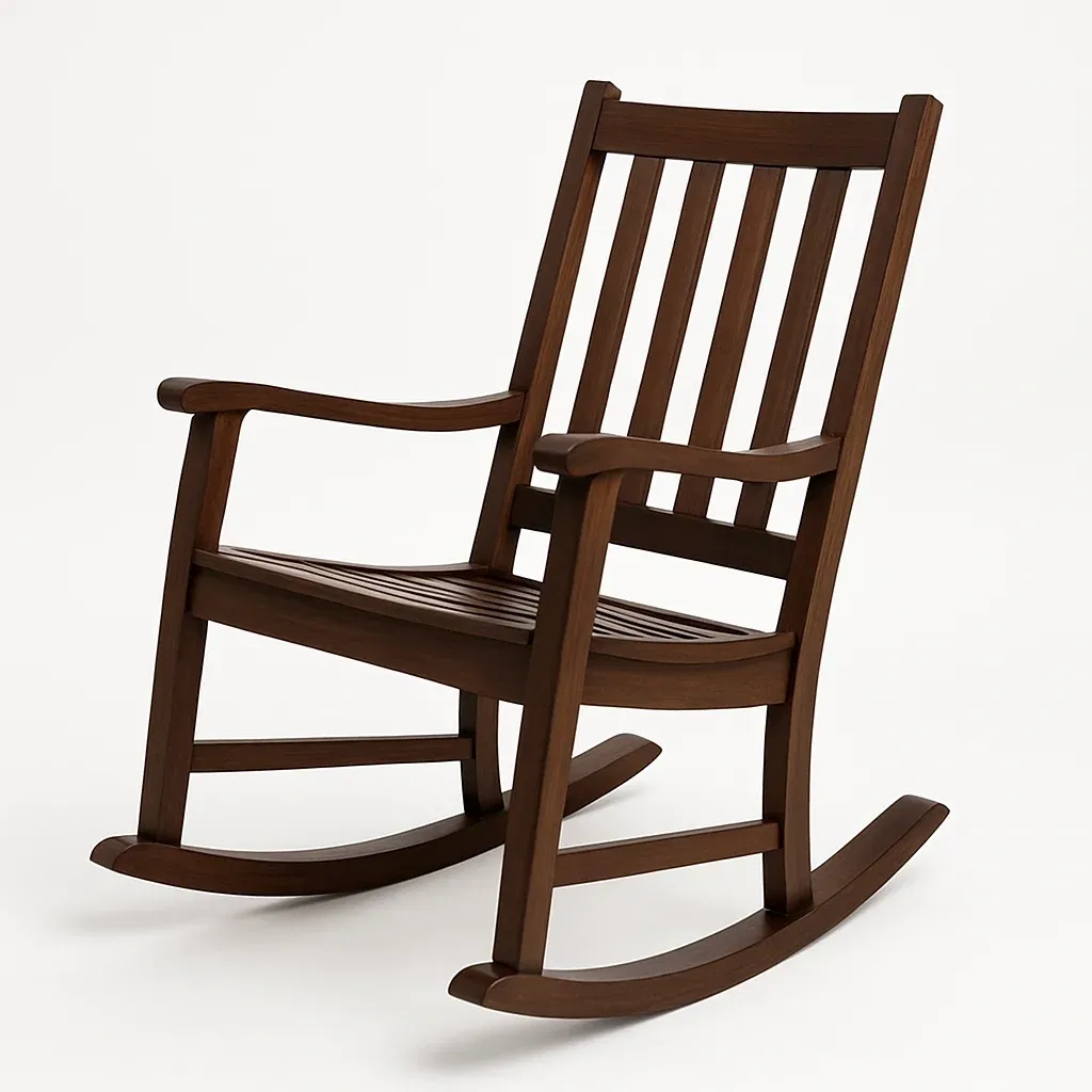 Sedia a dondolo in legno massello marrone-Livinistry