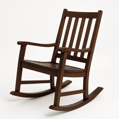 Sedia a dondolo in legno massello marrone-Livinistry