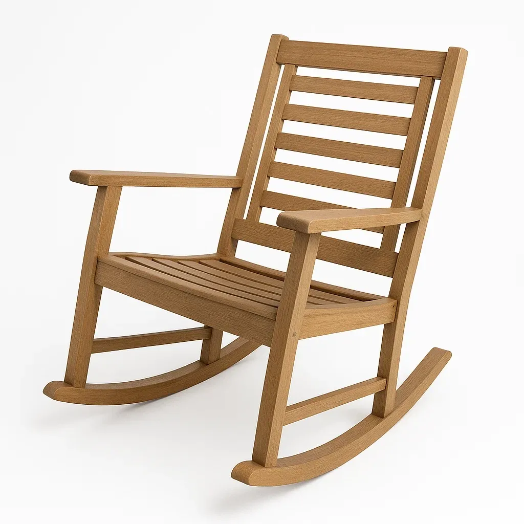 Sedia a dondolo in legno di quercia con braccioli-Livinistry