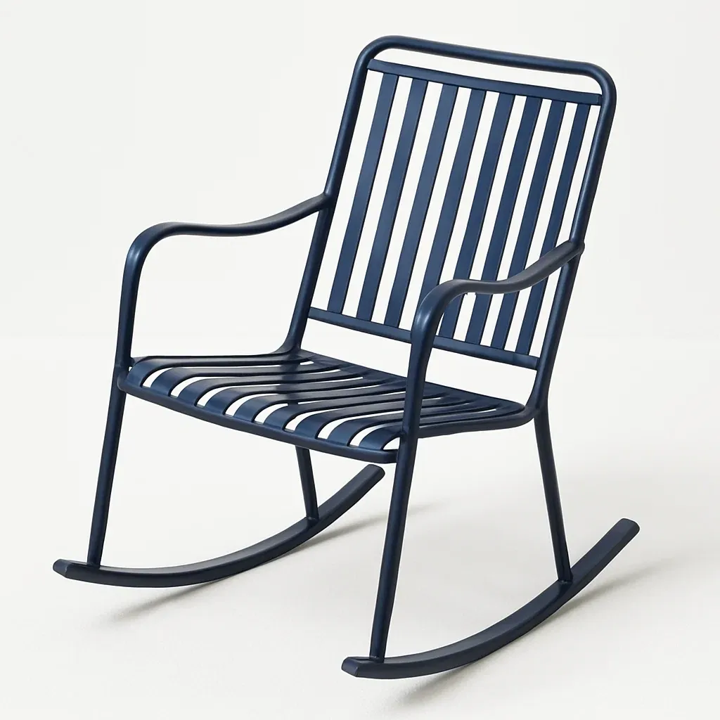 Sedia a dondolo in metallo blu-Livinistry