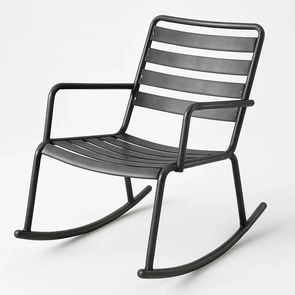 Sedia a dondolo in metallo nero-Livinistry