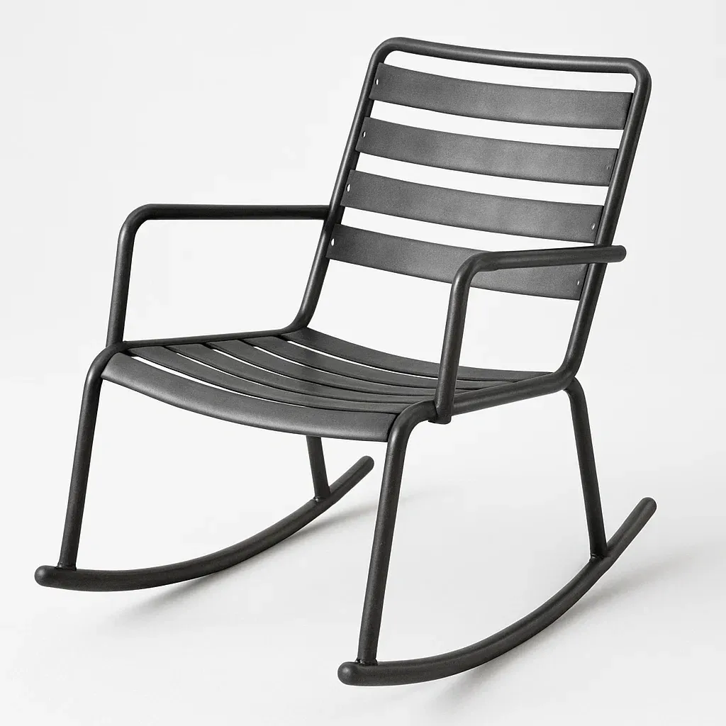 Sedia a dondolo in metallo nero-Livinistry